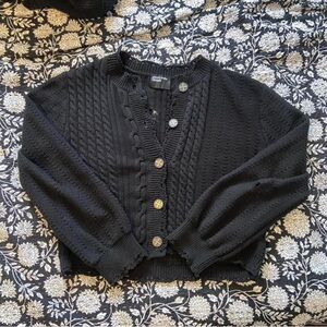 Chic Black Cable Knit Cardigan
